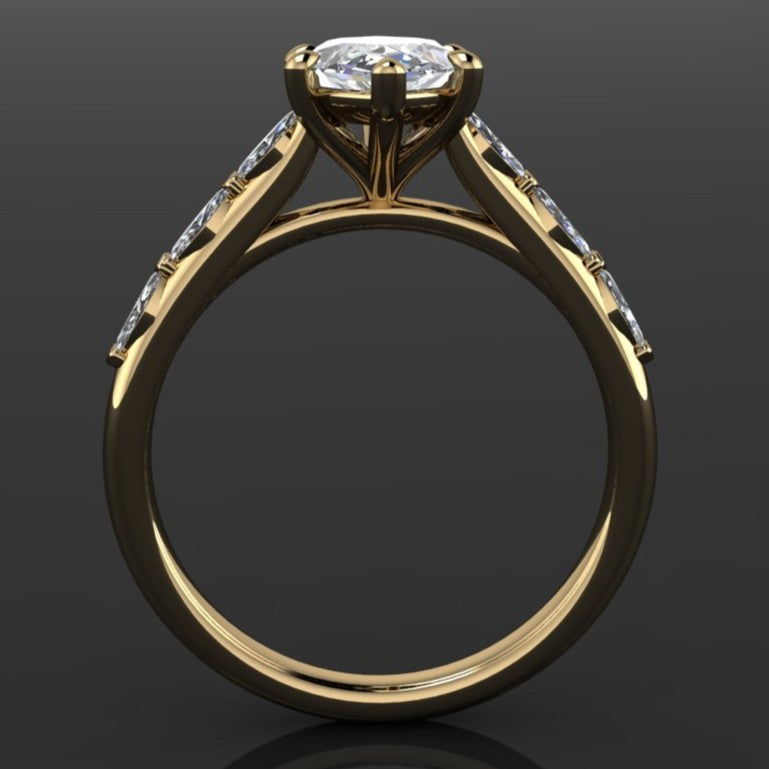 2 carat marquise moissanite ring, marquise engagement ring, gifts for her, margo engagement ring, perla wedding band - J Hollywood Designs