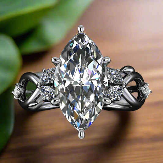flora ring - 2.5 carat marquise engagement ring - top view