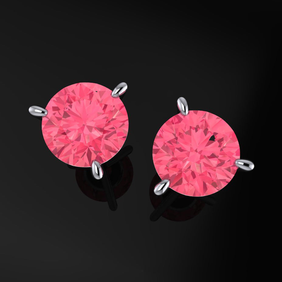 pink spinel earrings, round pink earrings, Barbie pink earrings - J Hollywood Designs