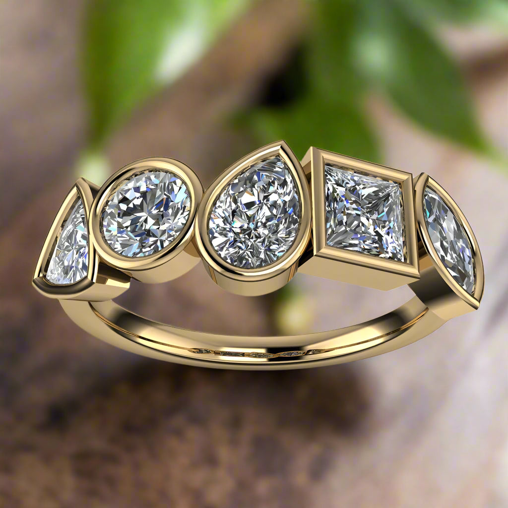 dakota ring – 1.5 carat kite shape moissanite engagement ring, pinky ring, east west ring, statement ring - J Hollywood Designs