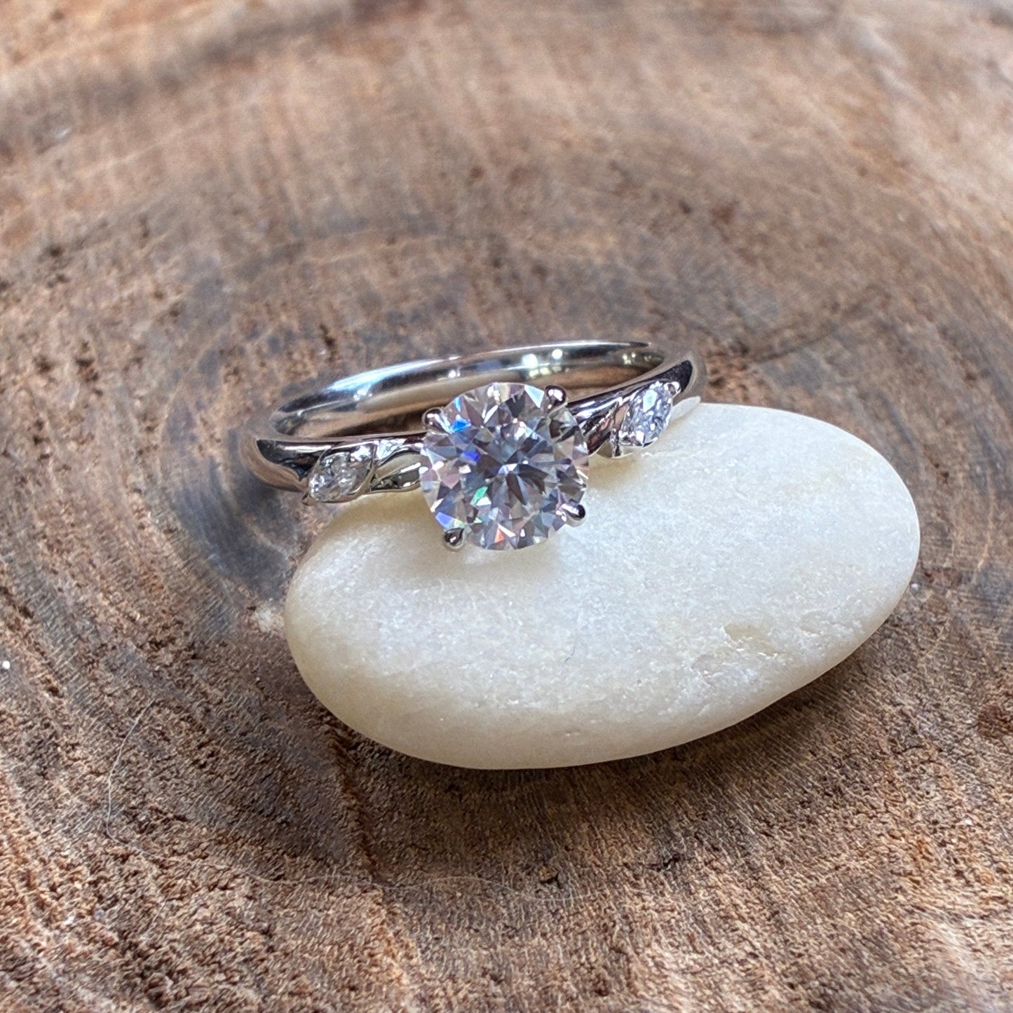 1 carat round moissanite engagement ring, ZAYA moissanite leaf ring, secret garden ring, nature inspired - photo of the actual ring
