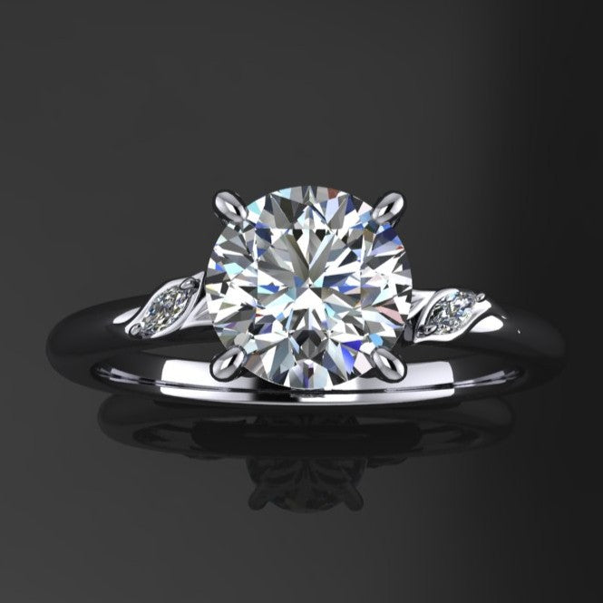 Private Listing for Eli - 1 carat round moissanite engagement ring, ZAYA moissanite leaf ring, secret garden ring, nature inspired - J Hollywood Designs