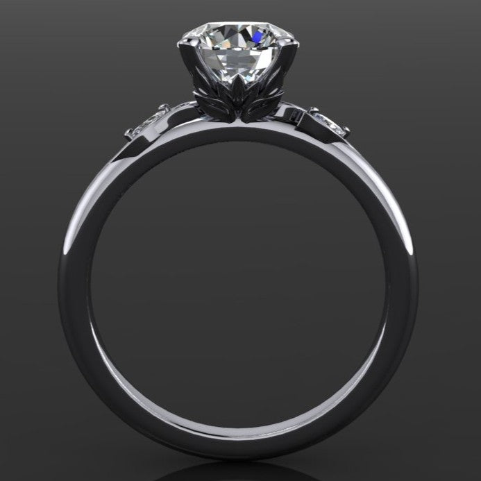 Private Listing for Eli - 1 carat round moissanite engagement ring, ZAYA moissanite leaf ring, secret garden ring, nature inspired - J Hollywood Designs