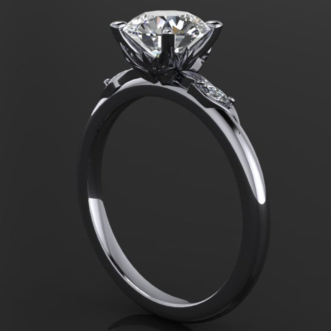 Private Listing for Eli - 1 carat round moissanite engagement ring, ZAYA moissanite leaf ring, secret garden ring, nature inspired - J Hollywood Designs