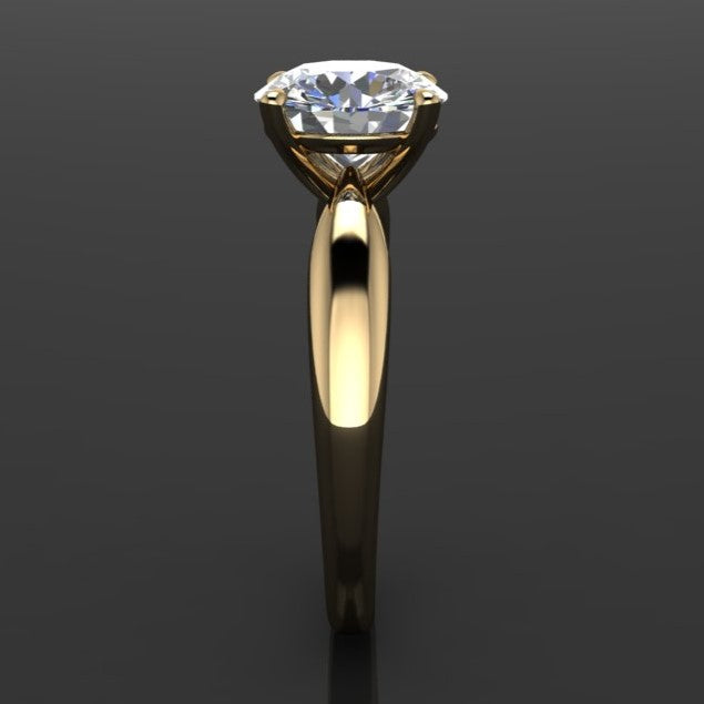 2 carat round moissanite solitaire ring - side view