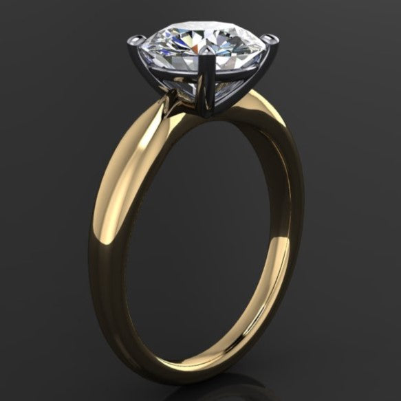 2 carat round moissanite solitaire ring - side view
