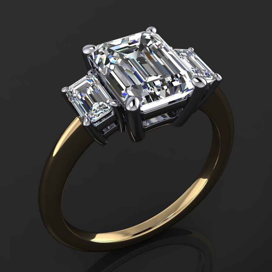 Private Listing for Pat - kennedy ring - 2.5 carat emerald cut ZAYA moissanite engagement ring, emerald moissanite ring - expedited - J Hollywood Designs