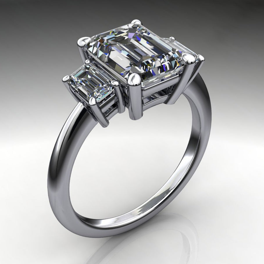 Private Listing for Pat - kennedy ring - 2.5 carat emerald cut ZAYA moissanite engagement ring, emerald moissanite ring - expedited - J Hollywood Designs