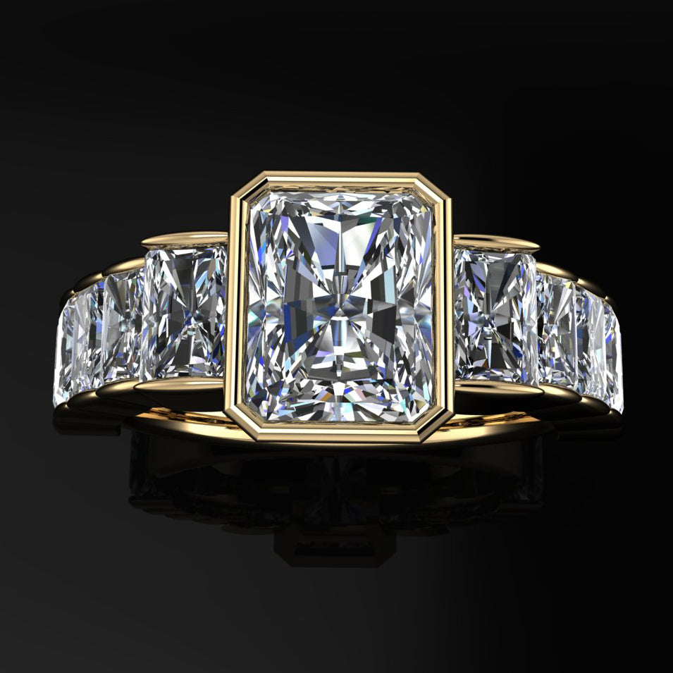 2.5 carat radiant cut engagement ring, top view