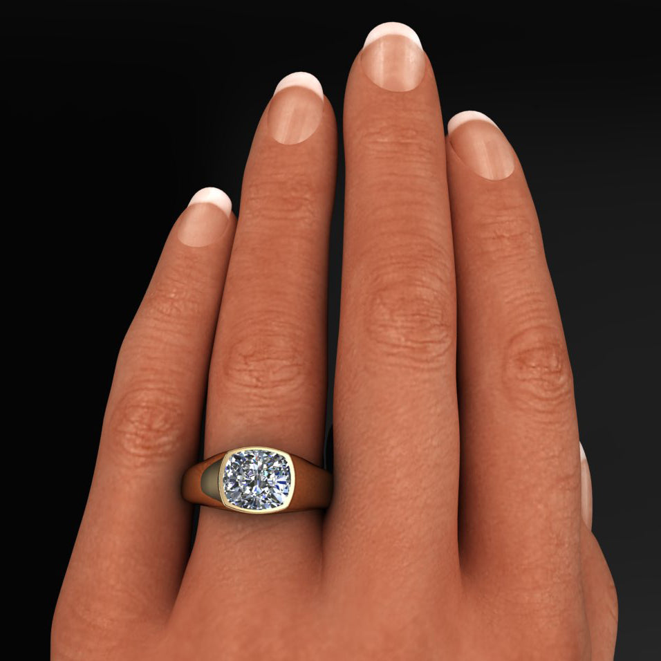 miley ring - east west cushion lab diamond engagement ring, miley cyrus inspired engagement ring