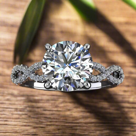 Infinity ring - 2.7 carat round ZAYA moissanite engagement ring, infinity band - J Hollywood Designs