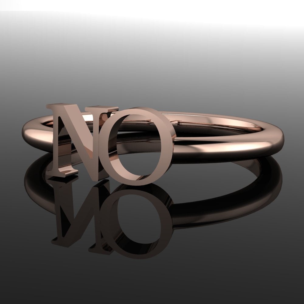 "no" ring in rose gold