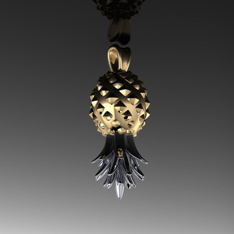 pineapple pendant - petite pineapple charm, upside down pineapple - J Hollywood Designs