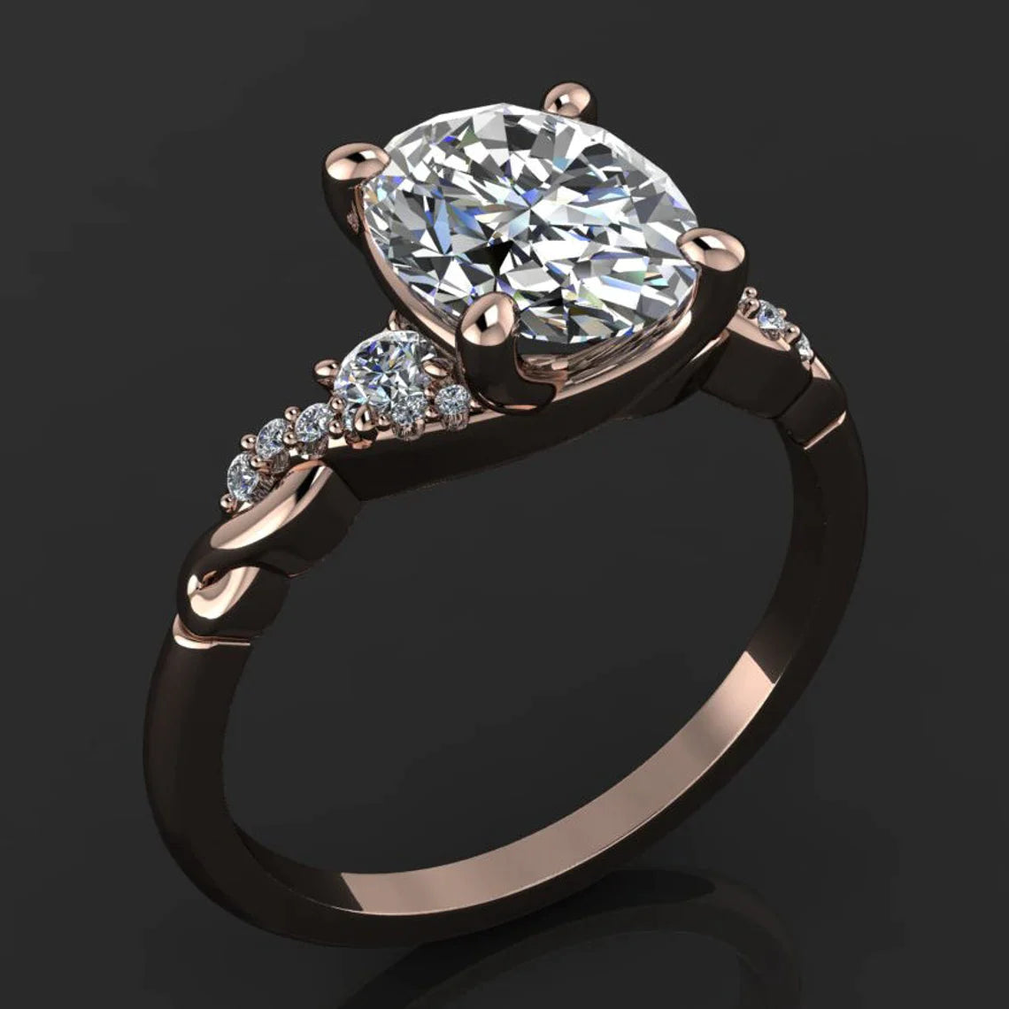 coco ring - 2 carat oval NEO moissanite engagement ring, vintage style engagement ring - J Hollywood Designs