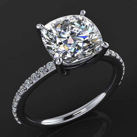 cushion cut lab grown diamond engagement ring - 2 carat diamond - eliza ring