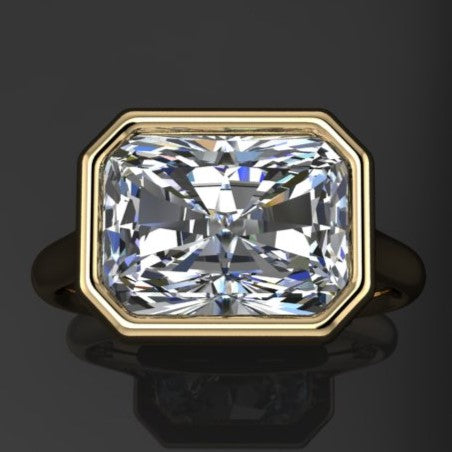 4 carat lab grown diamond radiant cut engagement ring, naked halle ring - J Hollywood Designs