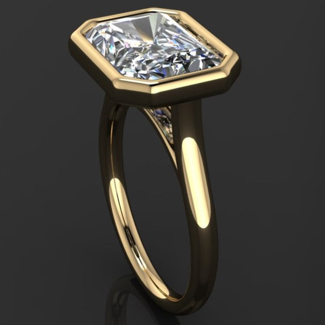 4 carat lab grown diamond radiant cut engagement ring, naked halle ring - J Hollywood Designs