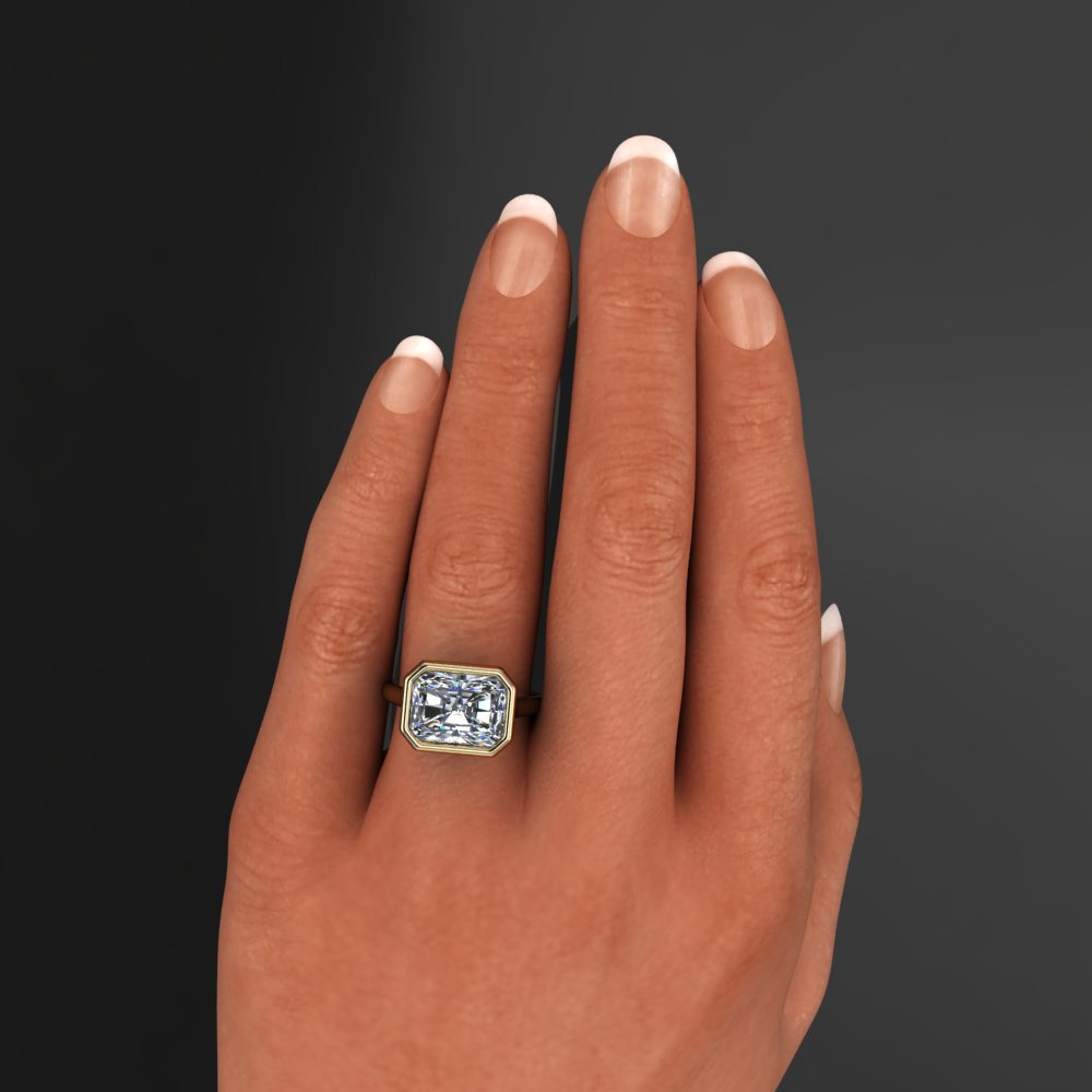 4 carat lab grown diamond radiant cut engagement ring, naked halle ring - J Hollywood Designs