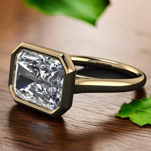 4 carat lab grown diamond radiant cut engagement ring, naked halle ring - J Hollywood Designs