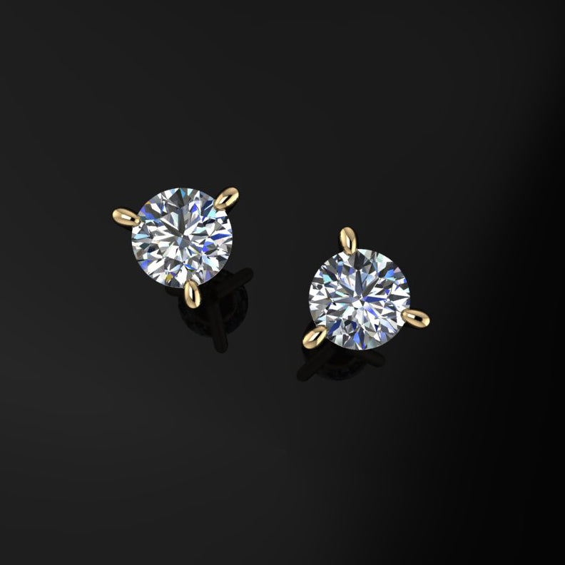 petite stud earrings, moissanite 14k gold stud earrings - J Hollywood Designs