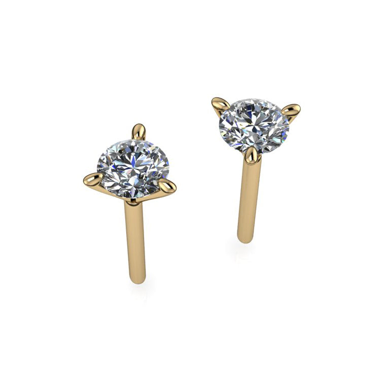 petite stud earrings, moissanite 14k gold stud earrings - J Hollywood Designs