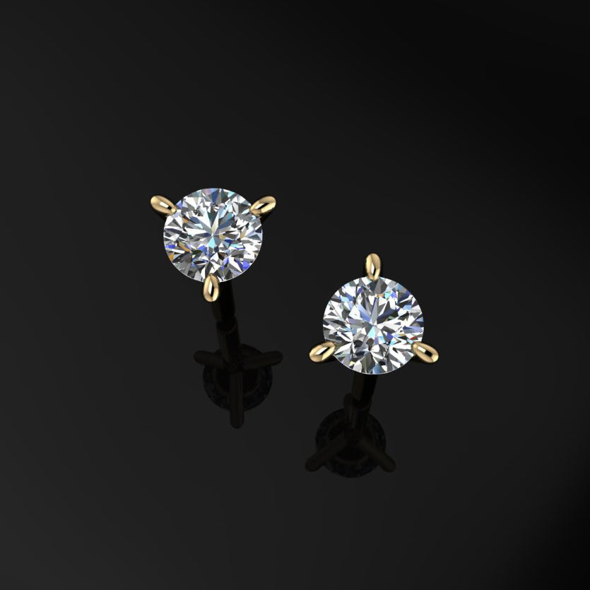 petite stud earrings, moissanite 14k gold stud earrings - J Hollywood Designs