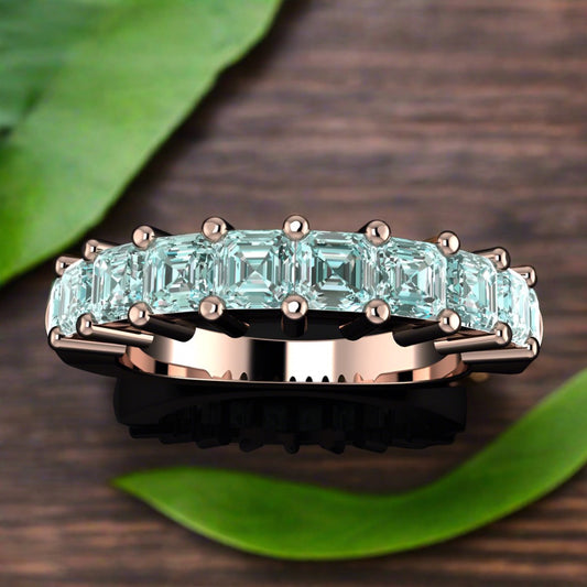 bette ring - 10 stone teal moissanite anniversary band - J Hollywood Designs