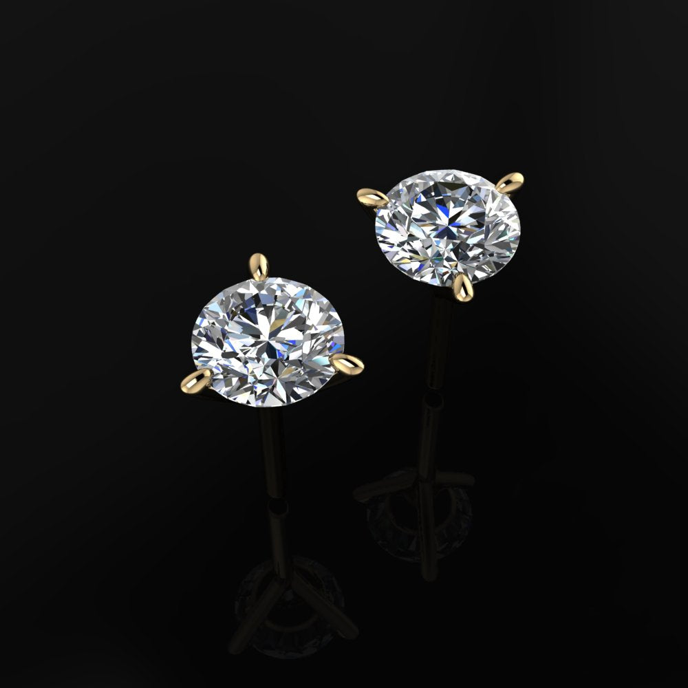 1 carat stud earrings, moissanite 14k gold stud earrings - J Hollywood Designs