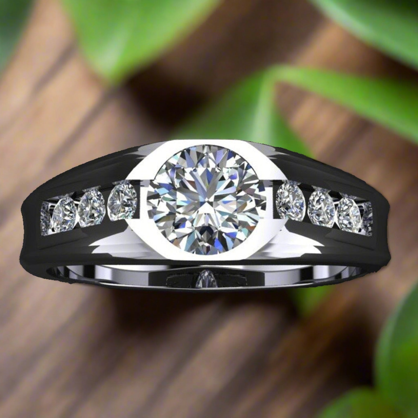 custom design example men's moissanite band - J Hollywood Designs