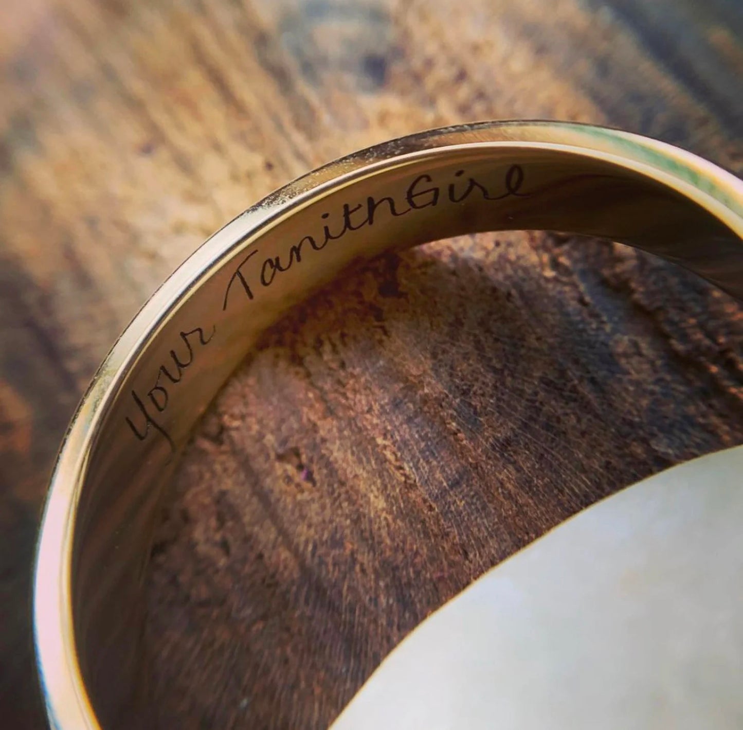Handwritten Engraving Inside of Ring