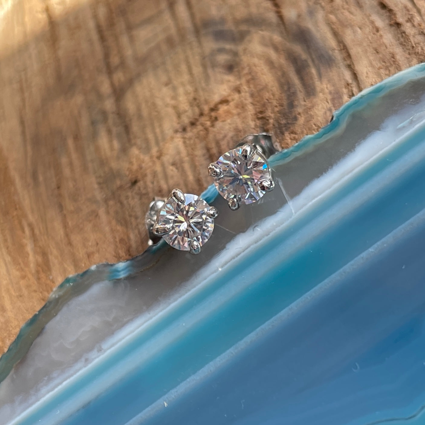 1 carat moissanite earrings, sterling silver stud earrings, NEO Moissanite - J Hollywood Designs