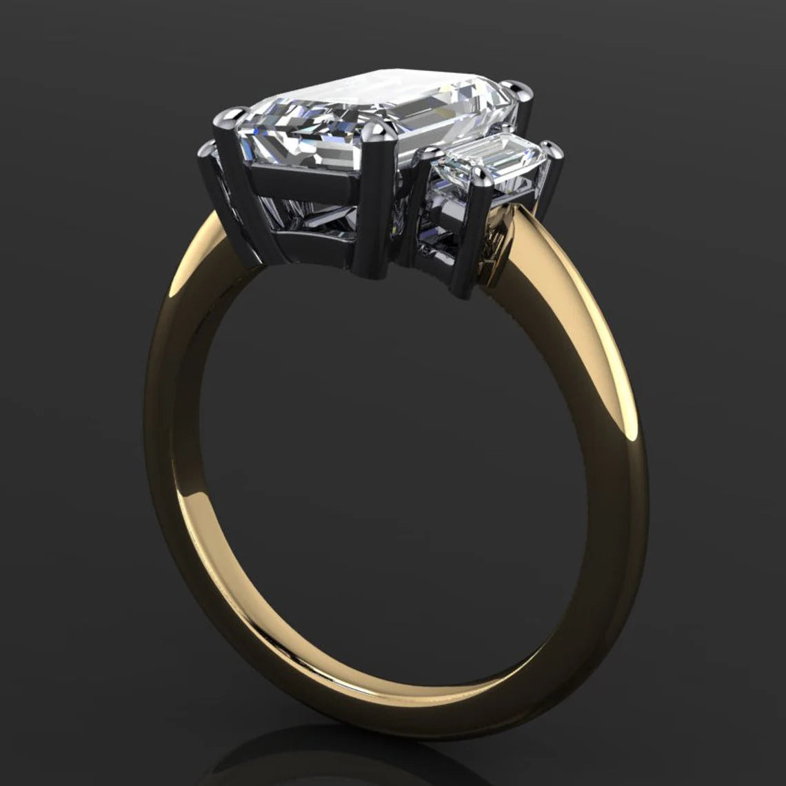 kennedy ring - 3 carat emerald cut ZAYA moissanite engagement ring, emerald moissanite ring - J Hollywood Designs