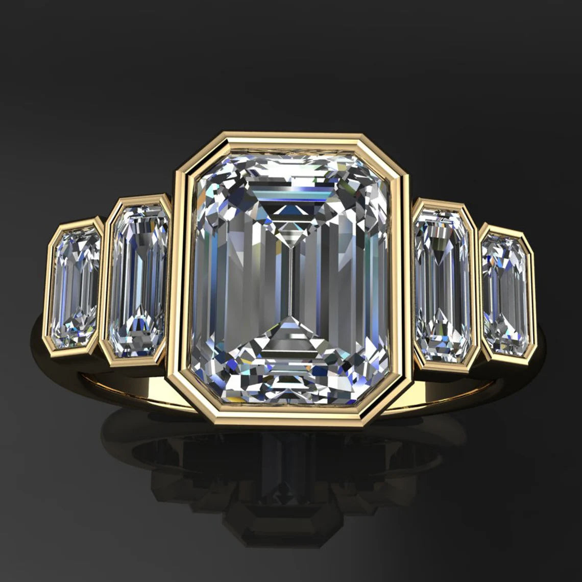 taylor ring 1.75 carat emerald cut NEO moissanite engagement ring bezel set engagement ring