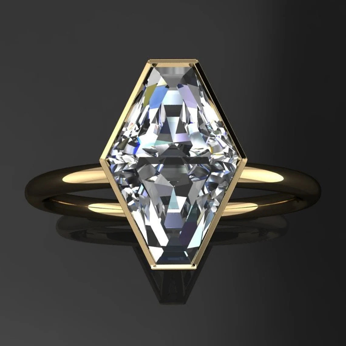 leena ring - 3.5 carat lozenge cut moissanite engagement ring