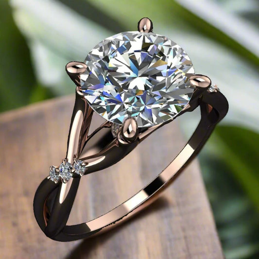 daphne ring - 1.5 carat OEC ZAYA moissanite engagement ring, infinity band - J Hollywood Designs