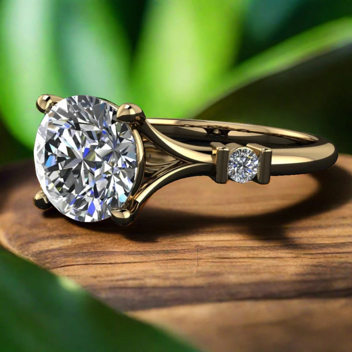 beckett ring carat round NEO moissanite and diamond engagement ring