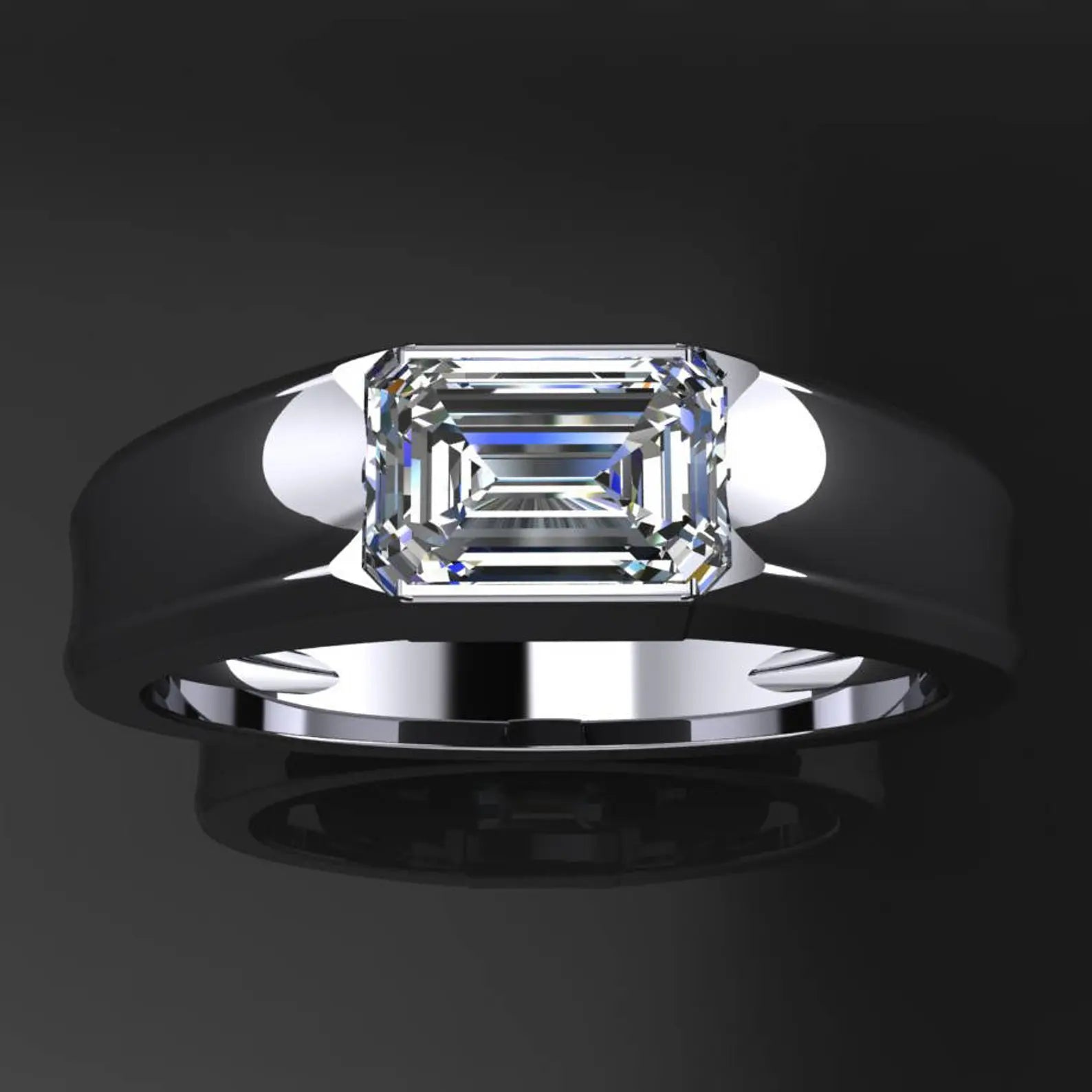 Emerald cut 2025 mens ring