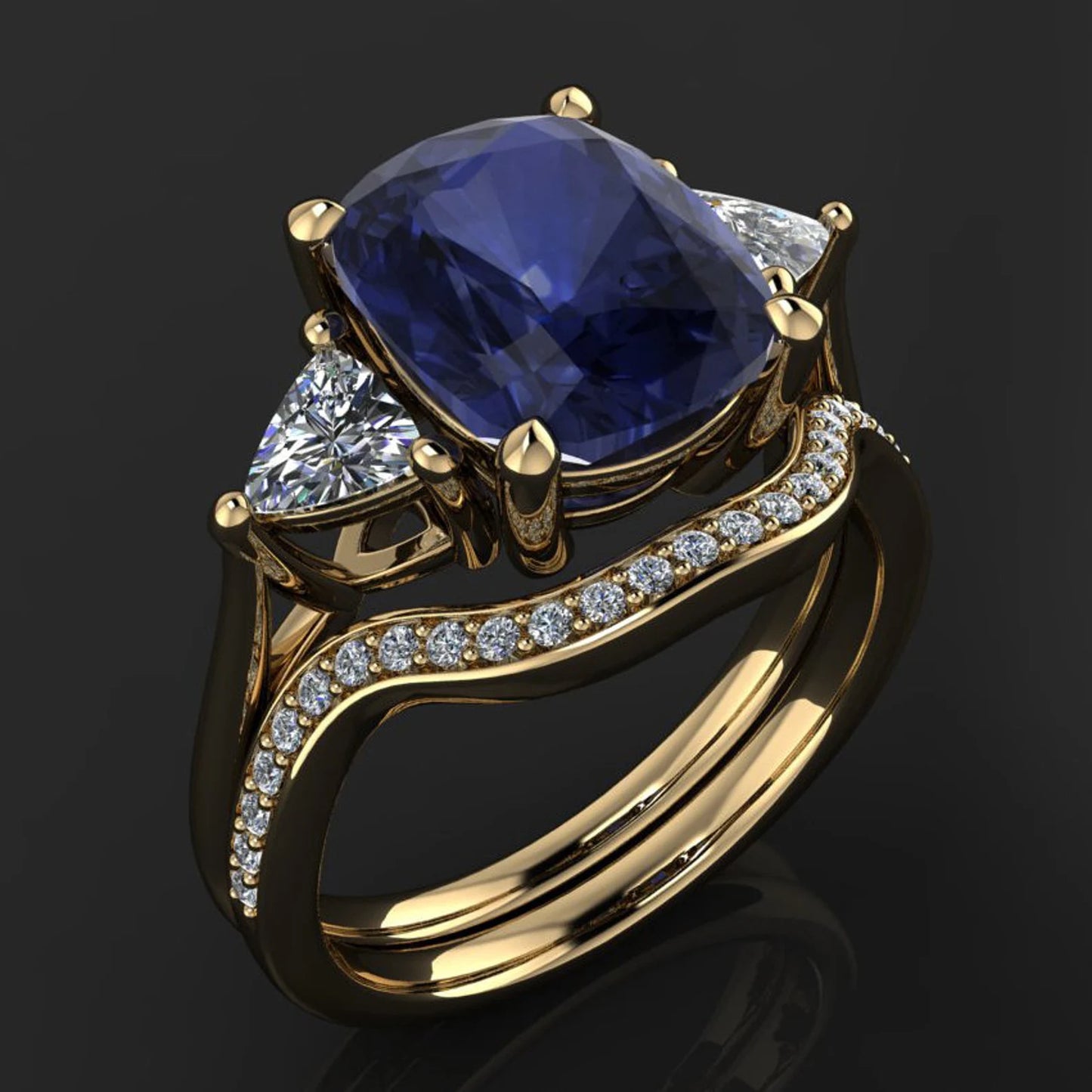 amelie ring - cushion cut lab grown sapphire engagement ring - J Hollywood Designs