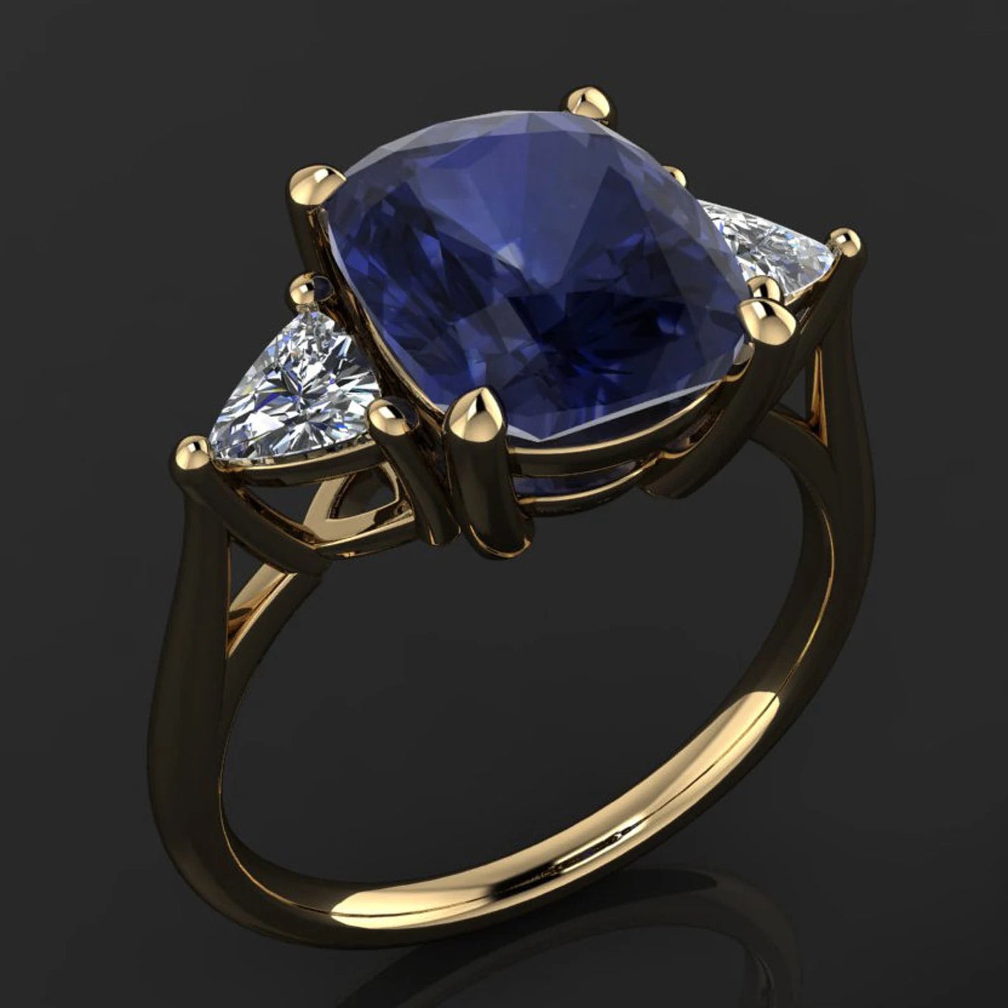 amelie ring - cushion cut lab grown sapphire engagement ring - J Hollywood Designs