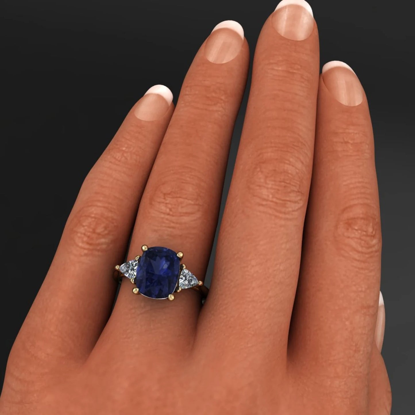 amelie ring - cushion cut lab grown sapphire engagement ring - J Hollywood Designs