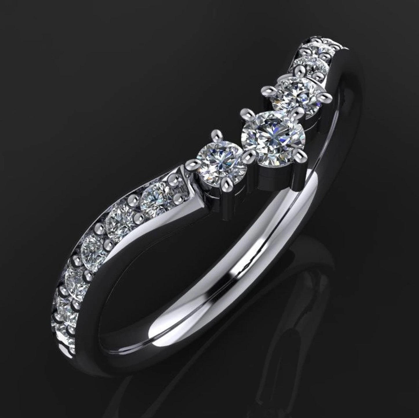 mimi ring - contoured diamond wedding band - J Hollywood Designs