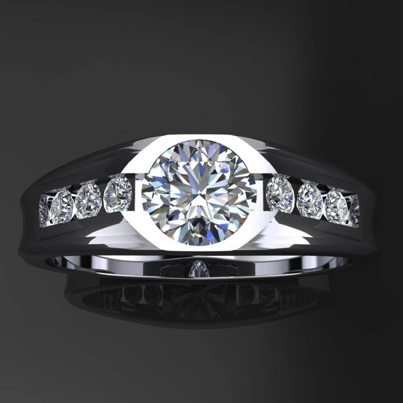 Mens moissanite wedding deals rings