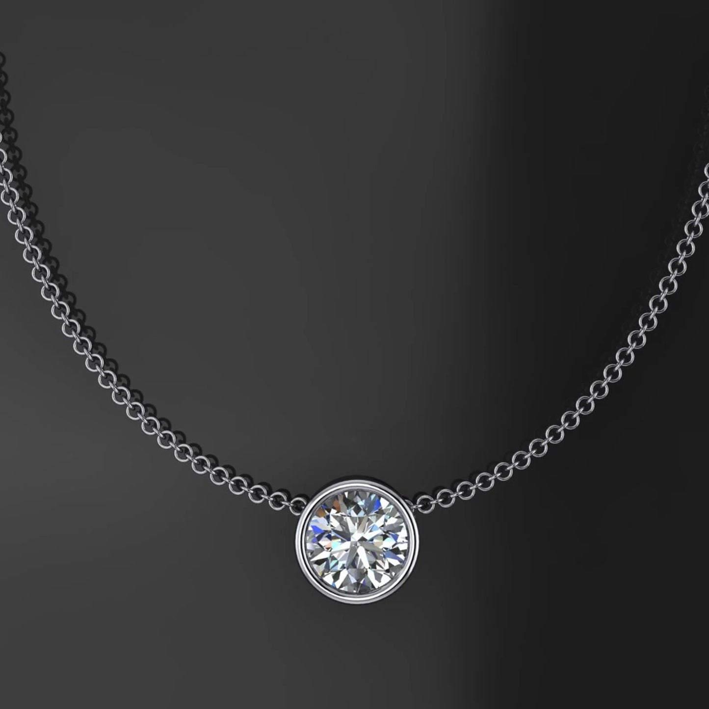 ready to ship - bezel pendant - 1 carat NEO moissanite necklace - J Hollywood Designs