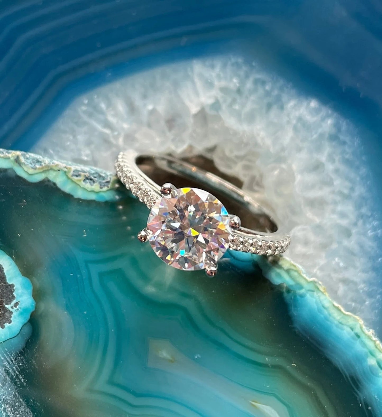 mia ring - 2 carat diamond cut round NEO moissanite engagement ring - J Hollywood Designs