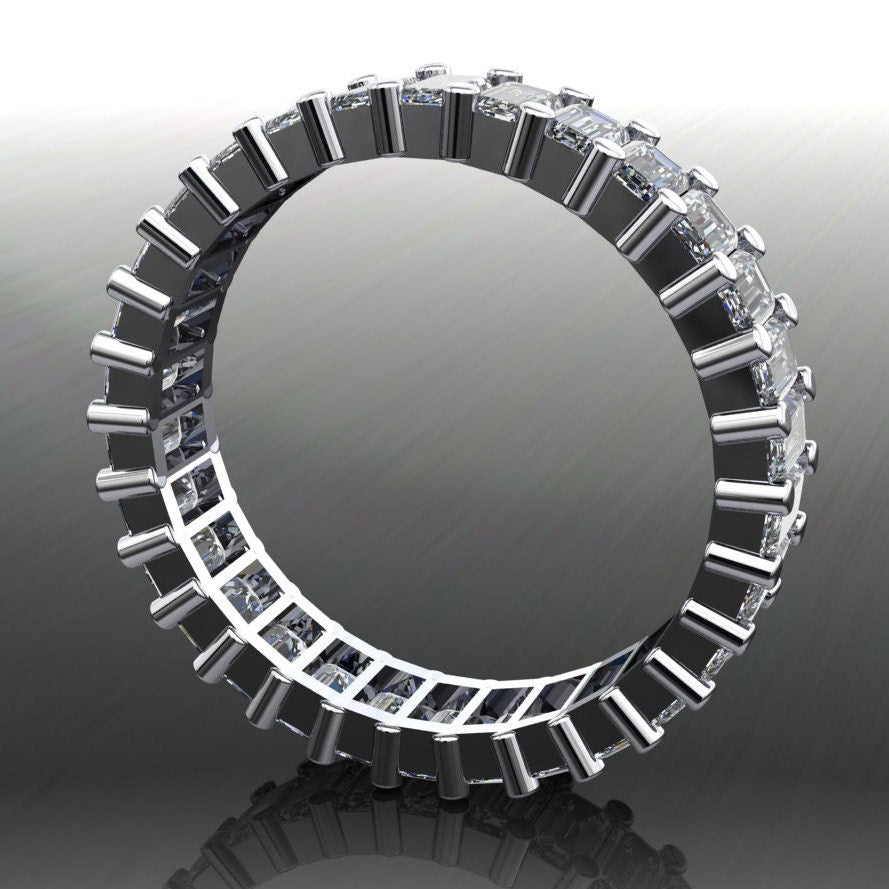 chanel ring - 4.5 carat emerald cut ZAYA moissanite eternity band - J Hollywood Designs