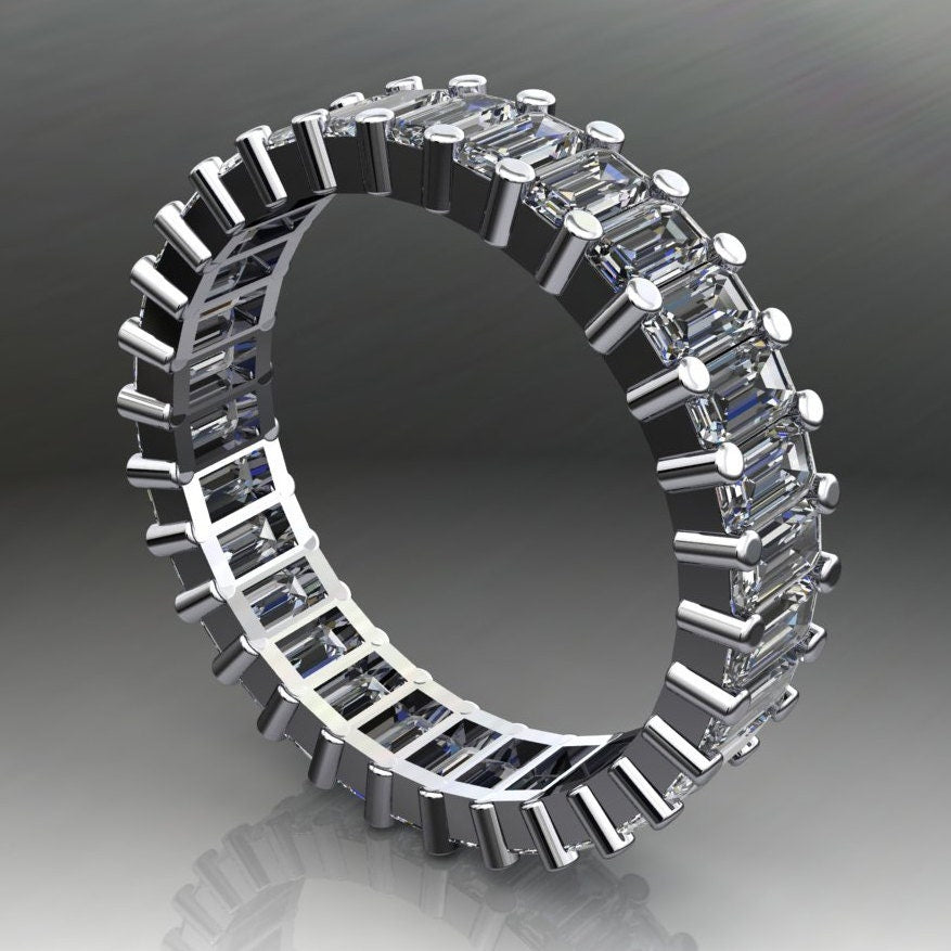 chanel ring - 4.5 carat emerald cut ZAYA moissanite eternity band - J Hollywood Designs