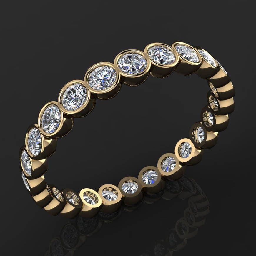 luna ring – NEO moissanite eternity band, bezel set ring - J Hollywood Designs