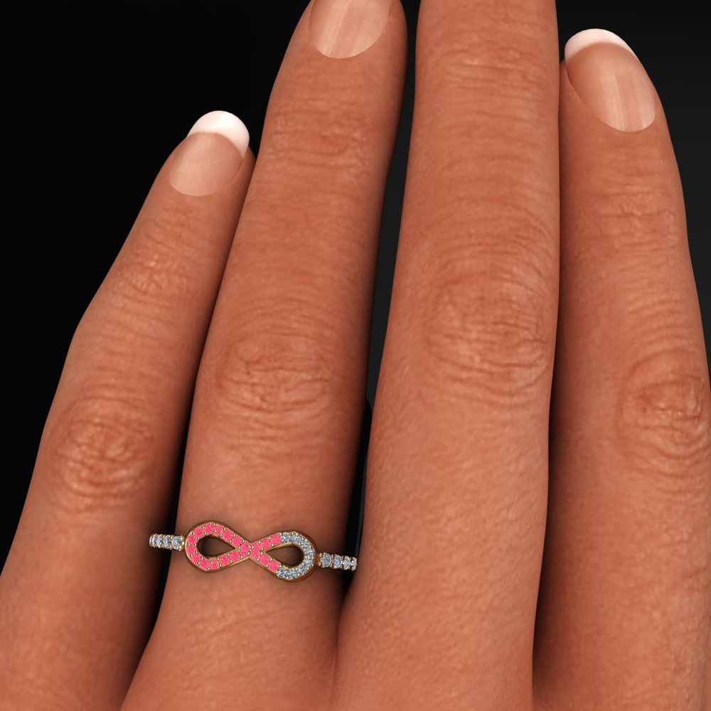 breast cancer awareness ring - pink ribbon ring, sapphires and diamonds, survivor ring, warrior ring, pink sapphire ring - J Hollywood Designs