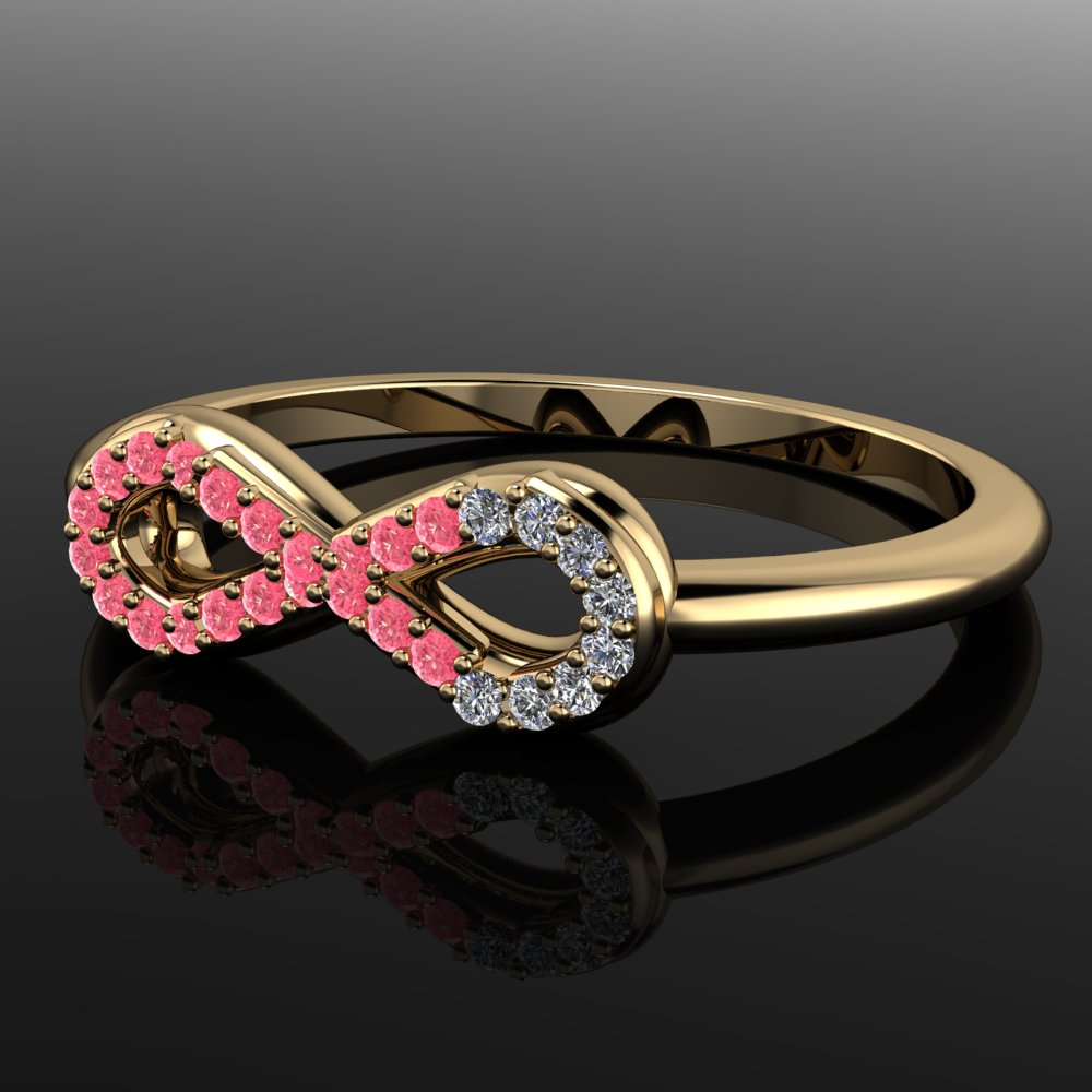 breast cancer awareness ring - pink ribbon ring, sapphires and diamonds, survivor ring, warrior ring, pink sapphire ring - J Hollywood Designs