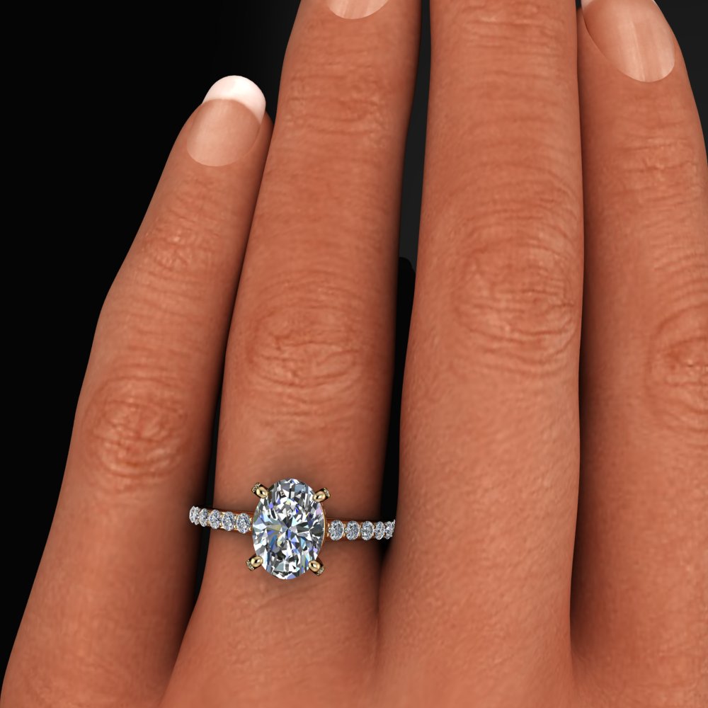blaire ring - 2.7 carat oval moissanite and diamond ring - model shot